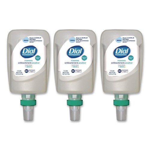 Soap Refills | Dial Professional 17000 32100 CleanPlusGentle 1.2 Liter Antibacterial Foaming Hand Wash Refill for FIT Manual Dispenser - Fragrance Free (3/Carton) image number 0