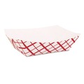 Food Trays & Liners | SCT SCH 0413 1 lbs. Capacity Paper Food Baskets - Red/White (1000/Carton) image number 0