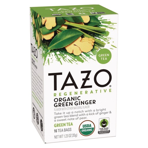 Tea | Tazo 10794522003560 1.23 oz. Tea Bags - Organic Green Ginger (96/Carton) image number 0
