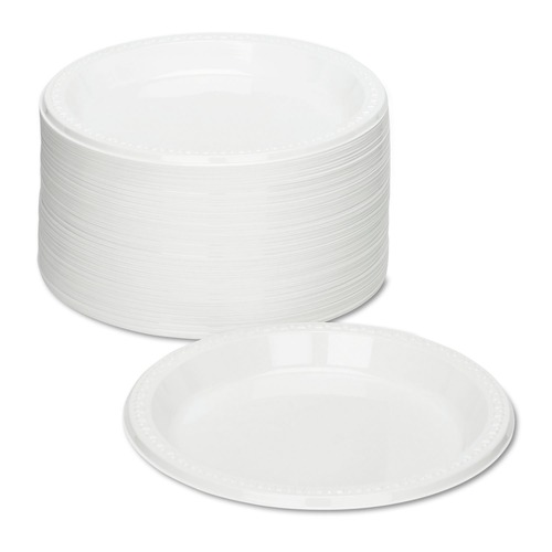 Plates | Tablemate 9644WH 9 in. Diameter Plates Plastic Dinnerware - White (500/Carton) image number 0