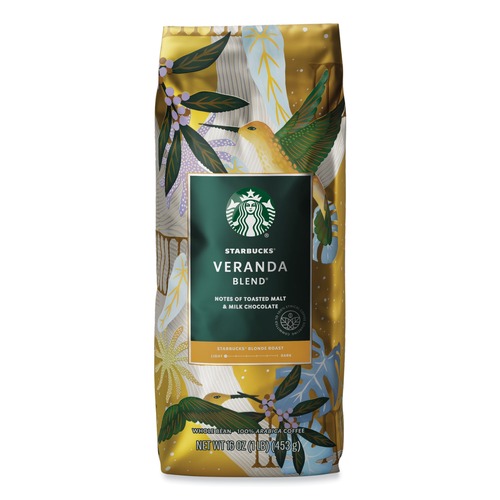 Coffee - Caffeinated | Starbucks 12523486 1 lbs. Bag Whole Bean Veranda Blend Coffee image number 0