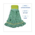 Mop Heads | Boardwalk BWK1200LCT EcoMop Recycled Fiber Looped-End Mop Heads - Large, Green (12/Carton) image number 4