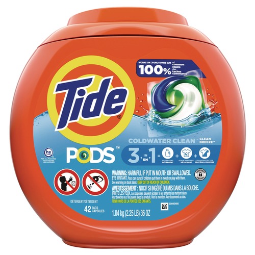 Laundry Detergents | Tide 80367521 36 oz. Tub PODS Laundry Detergent - Clean Breeze (4 Tubs/Carton) image number 0