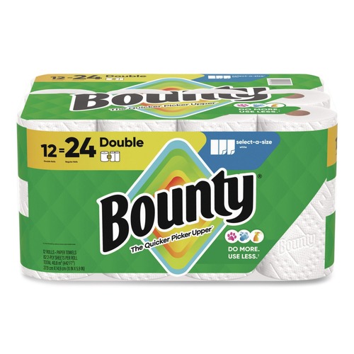 Perforated Roll & Hand Towels | Bounty 80798316 Select-a-Size 5.9 in. x 11 in. 2-Ply Kitchen Roll Paper Towels - White (12/Carton) image number 0