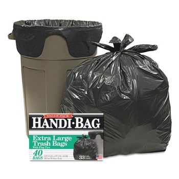PRODUCTS | Handi-Bag 1516912 32.5 in. x 40 in. 0.65 mil 33 gallon Super Value Pack Can Liners - Black (40/Box)