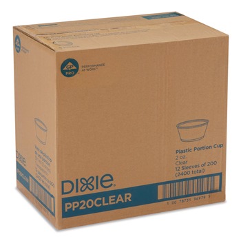 Dixie PP20CLEAR Plastic Souffle/Portion Cups 2 oz. - Clear (2400/Carton)