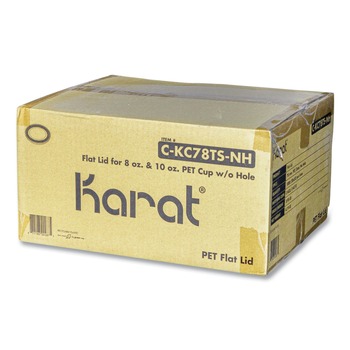 Karat C-KC78TS-NH 8 oz. to 10 oz. Cold Cup No Hole Flat PET Lids - Clear (1000/Carton)