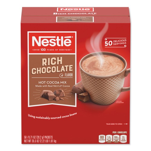 Cocoa | Nestle 12098978 0.71 oz. Hot Cocoa Mix Packets - Rich Chocolate (50/Box, 6 Box/Carton) image number 0