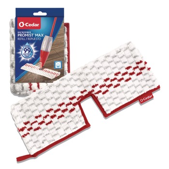 O-Cedar 173579CT ProMist MAX Microfiber Refill Custom Size for ProMist Mop System - Red/White/Gray (4/Carton)
