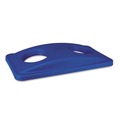 Waste Receptacle Lids | Rubbermaid Commercial FG269288BLUE 20.38 in. x 11.38 in. x 2.75 in. Lid for Slim Jim Bottle Recycling Container - Blue image number 3