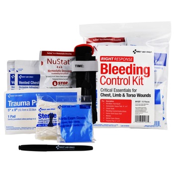 First Aid Only 91137 11-Piece Critical Essentials Bleeding Control Kit for Limb, Chest and Torso Wounds