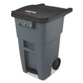 Indoor Waste Receptacles | Rubbermaid Commercial 1971956 50 Gallon Brute Step-On Rollouts - Metal/Plastic, Gray image number 0