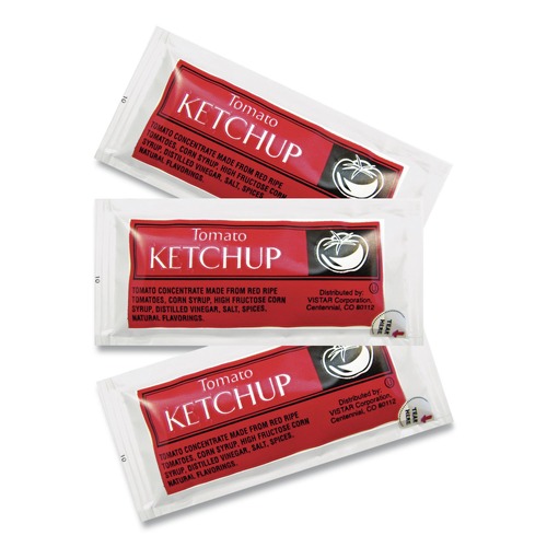 Breakroom Condiments | Vistar BFSVENL024 0.25 oz. Condiment Packets - Ketchup (200/Carton) image number 0