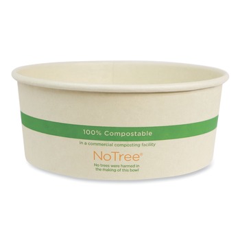 World Centric BO-NT-24W 5.9 in. x 2.4 in. 24 oz. No Tree Wide Paper Sugarcane Bowls - Natural (300/Carton)