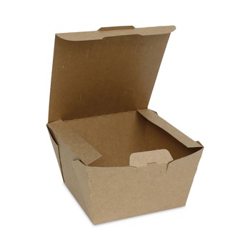 Pactiv Corp. NOB08KECTE EarthChoice OneBox 4.5 x 4.5 x 3.25 Tamper Evident Paper Box - Kraft (200/Carton)