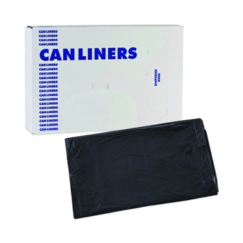 LOW DENSITY TRASH BAGS | Boardwalk H6036HBK 30 in. x 36 in. 30 gal. 0.65 mil Linear Low Density Industrial Flat Pack Can Liners - Black (200/Carton)