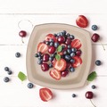 Plates | Dart 6PSC1PF 6.7 in. x 6.7 in. ProPlanet Seal Compostable Fiber Plate Dinnerware - Tan (125/Pack) image number 2