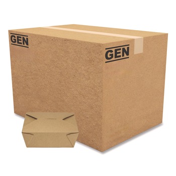 GEN KS10124 Reclosable 48 oz. Paper Take-Out Box - Kraft (300/Carton)