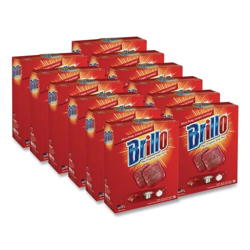 Scouring Pads & Sticks | Brillo 23318 2.5 in. x 3 in. Steel Wool Soap Pads - Gray/Pink (12/Carton) image number 0