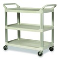 Carts | Rubbermaid Commercial FG409100OWHT 40.63 in. x 20 in. x 37.81 in. 300 lbs. Capacity 3 Shelves Plastic Xtra Utility Cart with Open Sides - Off-White image number 0