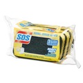 Scouring Pads & Sticks | S.O.S. 91029 0.9 in. Thick 2.5 in. x 4.5 in. Heavy Duty Scrubber Sponge - Yellow/Green (3/Pack, 8 Packs/Carton) image number 4