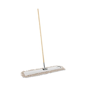 MOPS | Boardwalk BWKM365C 36 in. x 5 in. Cotton Head 60 in. Wood Handle Cotton Dry Mopping Kit - Natural (1-Kit)