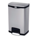 Indoor Waste Receptacles | Rubbermaid Commercial 1901992 Slim Jim 13-Gallon Front Step Style Stainless Steel Step-On Container - Black image number 0