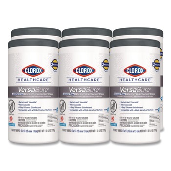 Clorox Healthcare 31758 VersaSure 6.75 in. x 8 in. 1-Ply Cleaner Disinfectant Wipes - White Fragranced (6/Carton)