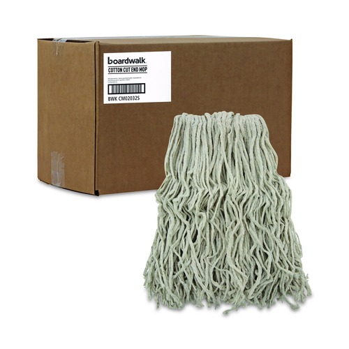 Mop Heads | Boardwalk BWKCM02032S #32 Cut-End Cotton Mop Head - White (12/Carton) image number 0