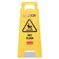 Signs | Rubbermaid Commercial FG611277YEL 11 in. x 12 in. x 25 in. Caution Wet Floor Sign - Bright Yellow (6/Carton) image number 0