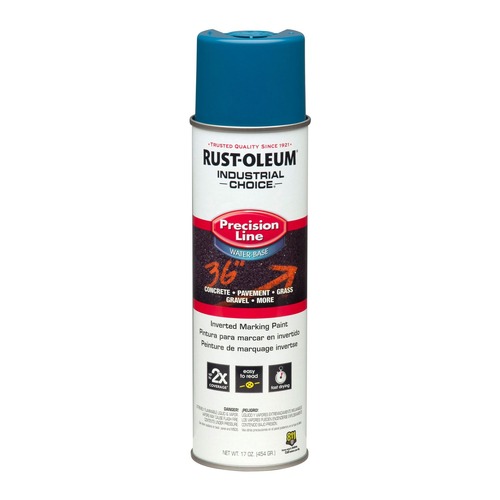 Paint & Paint Supplies | Rust-Oleum 203031CT 17 oz. Aerosol Can Industrial Choice M1800 System Water-Based Precision Line Marking Paint - Flat APWA Caution Blue (12/Carton) image number 0