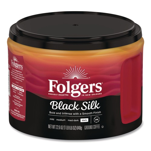 Coffee - Caffeinated | Folgers 2550030439 22.6 oz. Canister Black Silk Coffee image number 0