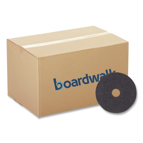 Floor Pads-Stripping | Boardwalk BWK4019HIP 19 in. Diameter High Performance Stripping Floor Pads - Black (5/Carton) image number 0