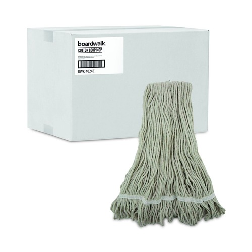 Mop Heads | Boardwalk BWK4024CCT Pro Loop Web/Tailband Cotton Wet Mop Head (12/Carton) image number 0
