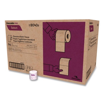  | Cascades PRO B040 4 in. x 3.19 in. 2-Ply Select Standard Bath Tissue - White (96/Carton)