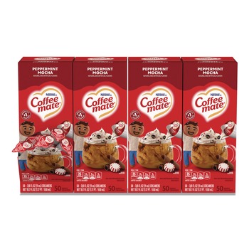 Coffee-Mate 12072787 0.38 oz. Mini Cups Liquid Coffee Creamer - Peppermint Mocha (200/Carton)