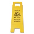 Signs | Boardwalk 3690904 10 in. x 2 in. x 26 in. 2-Sided Site Safety Wet Floor Caution Sign - Yellow image number 1