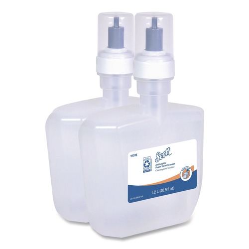 Soap Refills | Scott 91595 1200 mL Refill Antiseptic Foam Skin Cleanser- Unscented (2/Carton) image number 0
