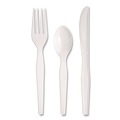Perforated Roll & Hand Towels | Dixie CH26C7 Heavyweight Polystyrene Plastic Fork/Knife/Teaspoon - White (250/Carton) image number 1