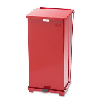 JANITORIAL | Rubbermaid Commercial FGST24EPLRD 13 gal. Defenders Heavy-Duty Steel Step Can - Red
