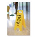 Signs | Rubbermaid Commercial FG611278YEL 11 in. x 12 in. x 25 in. 2-Sided Multilingual "Closed" Sign - Yellow image number 3