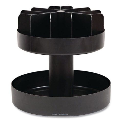 Condiment Organizers | Mind Reader SNACKCARBLK 22.05 in. x 2.05 in. x 16.14 in. 2-Compartment Supreme Lazy Suzan Condiment/Snack Organizer - Black image number 0