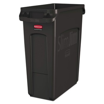 RECYCLING KITS | Rubbermaid Commercial 1955959 16 Gallon Slim Jim with Venting Channels - Plastic, Black