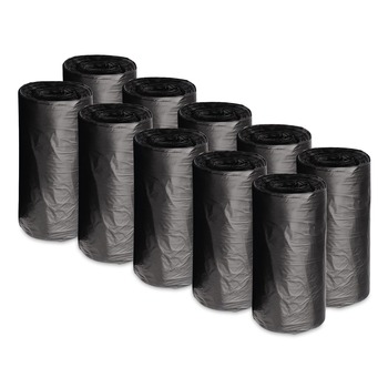 Boardwalk H4823RKKR01 10 Gallon 0.35 mil 24 in. x 23 in. Perforated Roll Low-Density Waste Can Liners - Black (50 Bags/Roll, 10 Rolls/Carton)
