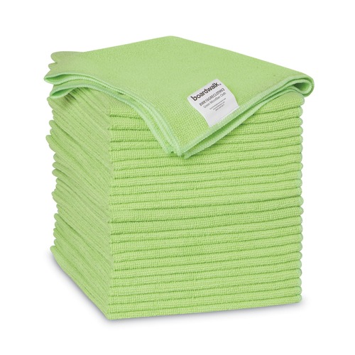 Cleaning Cloths & Wipes | Boardwalk 2164037 16 in. x 16 in. Microfiber Cleaning Cloths - Green (24/Pack) image number 0