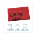 Low-Density Trash Bags | Boardwalk A4832PRK 24 in. x 32 in. 1.3 mil 16 gal. Linear Low Density Health Care Trash Can Liners - Red (250/Carton) image number 6