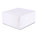 Bakery Boxes & Containers | SCT 1576 10 in. x 10 in. x 5 in. Standard Paper One-Piece Non-Window Bakery Boxes - White/Brown (100/Bundle) image number 0