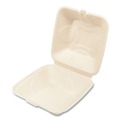 Food Containers & Lids | Boardwalk BWKHINGE66NPFA 6 in. x 6 in. x 3.19 in. Sugarcane Bagasse PFAS-Free Food Containers - Tan (500/Carton) image number 1