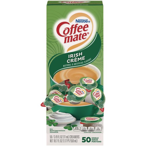Creamers | Coffee-Mate 11002803 0.38 oz Mini Cups Liquid Coffee Creamer - Irish Cream (50/Box) image number 0