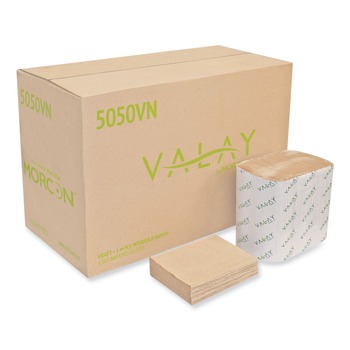 SMALLWARES | Morcon Paper 5050VN Valay 6.3 in. x 8.85 in. 1-Ply Interfolded Napkins - Kraft (6,000/Carton)